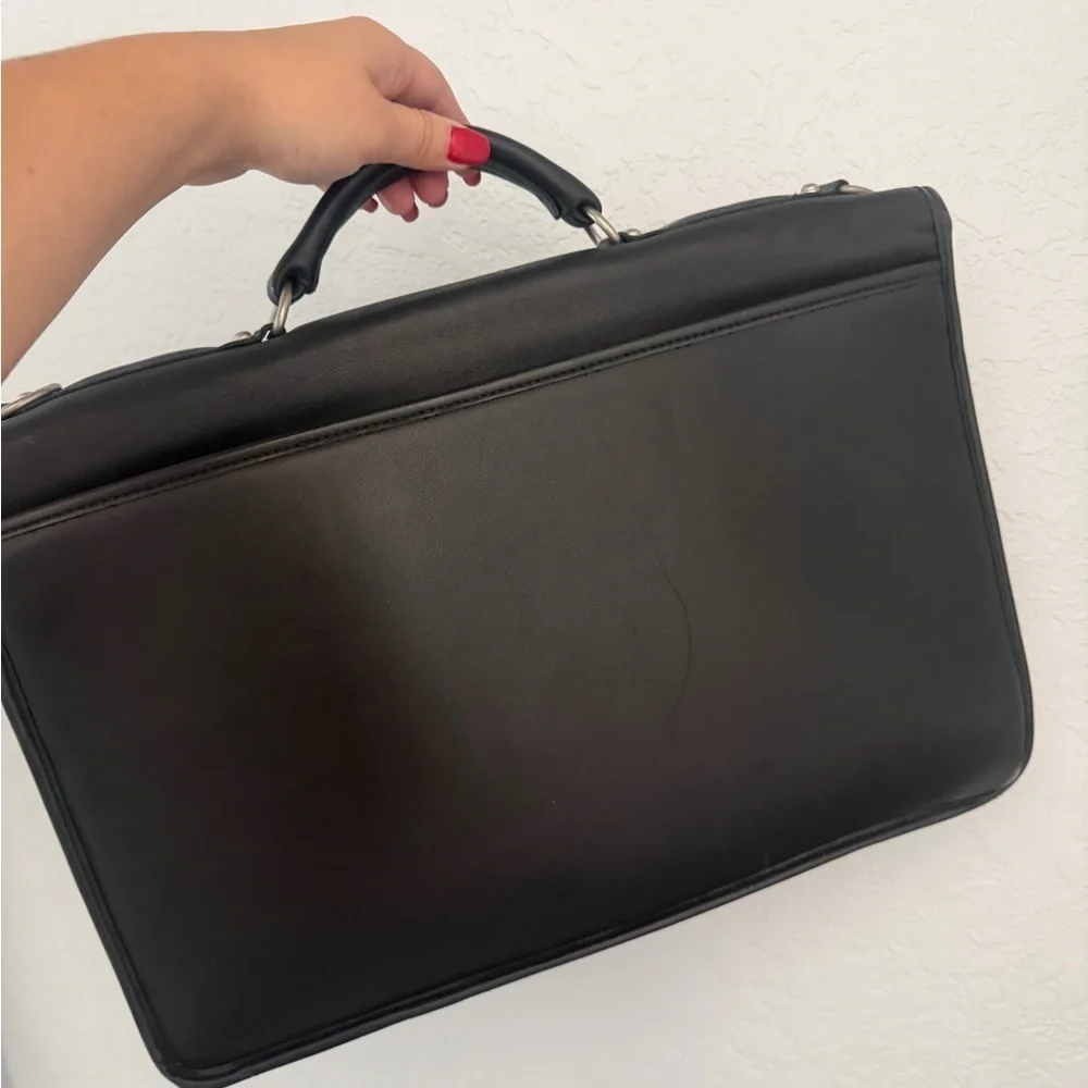Jack Georges Black Leather Briefcase – Lockable with Keys